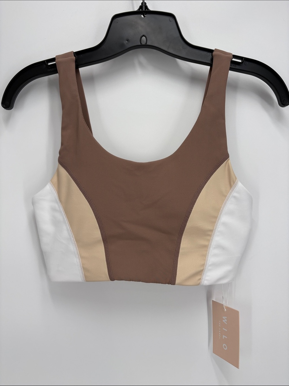 🔓 nwt Willo Colorblock Scoop Sports Bra — Brown/Beige/White
